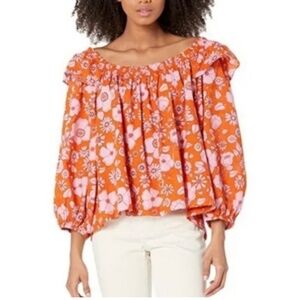 Free People Miss Daisy Printed Cotton‎ Top Size S